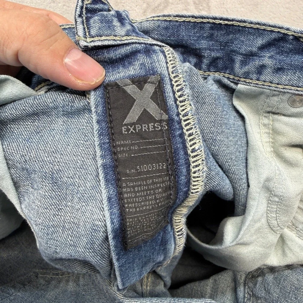 VTG Express Jeans Mens 33x32 Blue Loose Boot Fit Medium Wash Denim Baggy Y2K
